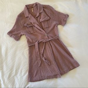 FREE PEOPLE Clementine Texture Tie Wrap Purple Dress 🤎🌾